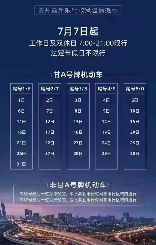 兰州今日限行，兰州市限行路段范围高清图